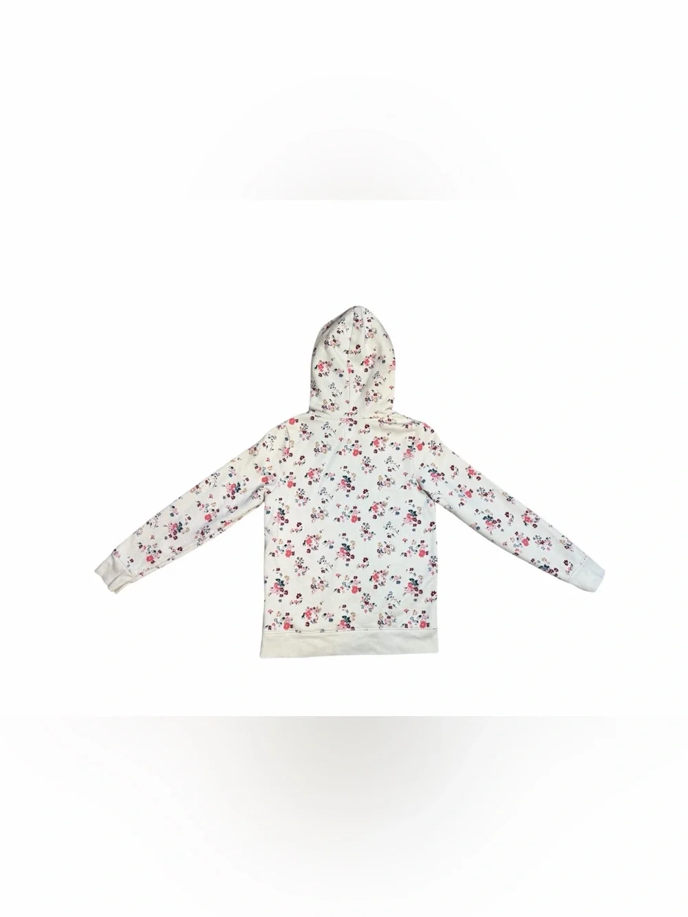GAP kids Cream Hoodie with Pink Floral Print and Maroon Logo size XL 12